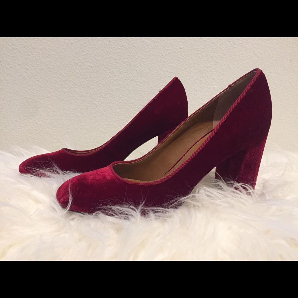 Franco Sarto Ruby Red Velvet Pumps